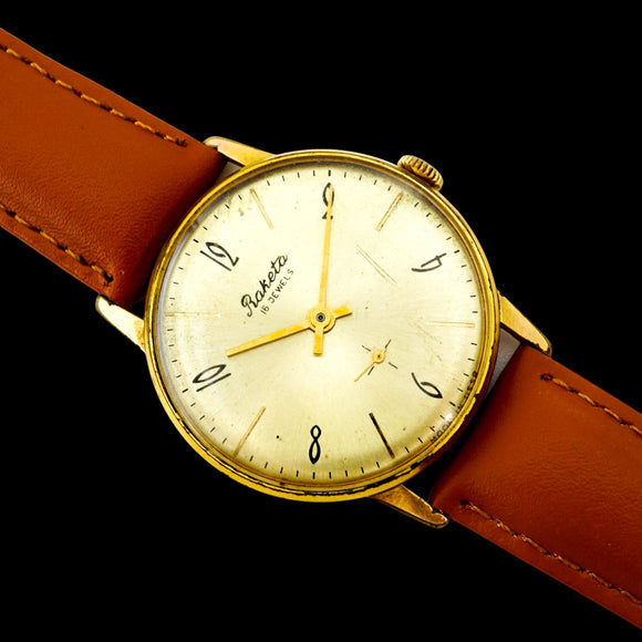 Vintage mechanical Raketa 2603 16 jewels soviet wristwatch Gold plated