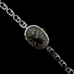 Vintage Soviet womens mechanical watch Luch 1801.1, black dial