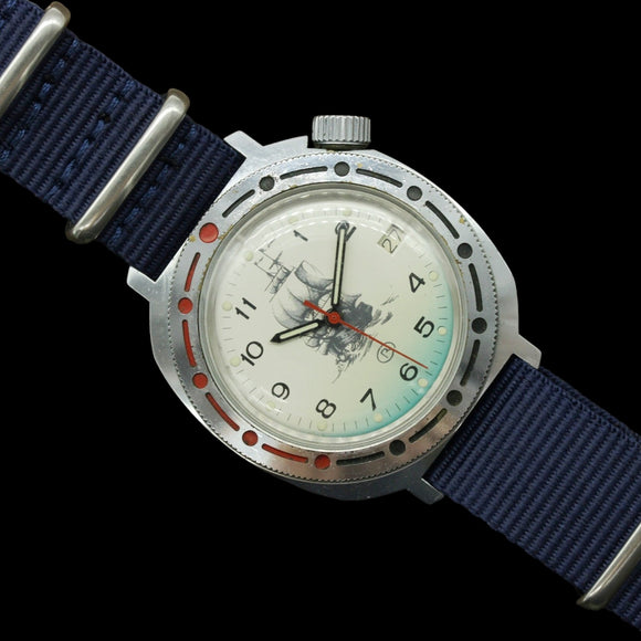 Soviet diver watch VOSTOK Komandirskie Military NAVY Sailboat wristwatch