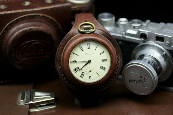 Antique WWI times New Leather STRAP (WRISTBAND) For Pocket Watch 50mm