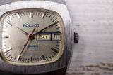 Retro mechanical wristwatch Poljot with date/day indicator big soviet watch