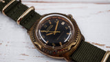 Vintage soviet mechanical men's watch VOSTOK, black dial, brass case