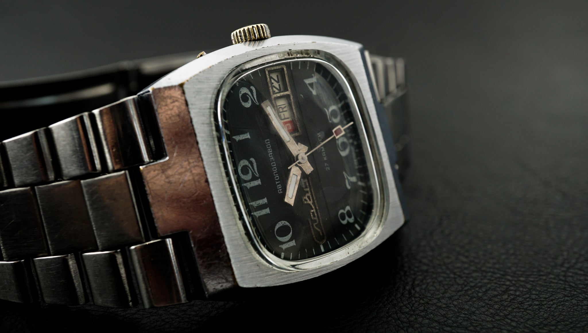 Vintage Slava 2427 stainless steel automatic 27 jewels wristwatch