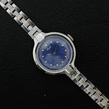 Luch vintage Soviet womens mechanical wristwatch blue dial