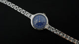 Luch vintage Soviet womens mechanical wristwatch blue dial