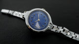 Luch vintage Soviet womens mechanical wristwatch blue dial