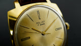 Vintage mechanical wristwatch Poljot gold dial shock-resist