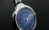 Luch vintage Soviet womens mechanical wristwatch blue dial