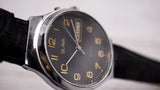 Vintage Soviet dress watch SLAVA 26 jewels day/date indicator black dial