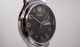 Vintage Soviet dress watch SLAVA 26 jewels day/date indicator black dial