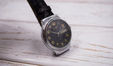 Vintage Soviet dress watch SLAVA 26 jewels day/date indicator black dial