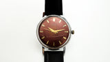 Vintage Soviet Dress Watch Luch 2209 USSR Unisex pomegranate dial