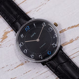 Vintage Zaria 1601 Soviet mechanical wristwatch, unisex watch, black dial