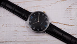 Vintage Zaria 1601 Soviet mechanical wristwatch, unisex watch, black dial