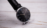 Vintage Zaria 1601 Soviet mechanical wristwatch, unisex watch, black dial