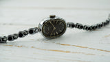 Vintage Soviet womens mechanical watch Luch 1801.1, black dial