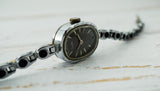 Vintage Soviet womens mechanical watch Luch 1801.1, black dial