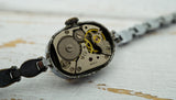 Vintage Soviet womens mechanical watch Luch 1801.1, black dial