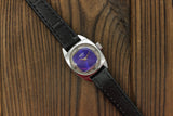 Vintage Soviet womens mechanical mini watch Chaika, blue dial, cocktail wristwatch