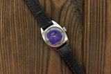 Vintage Soviet womens mechanical mini watch Chaika, blue dial, cocktail wristwatch