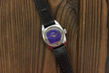 Vintage Soviet womens mechanical mini watch Chaika, blue dial, cocktail wristwatch