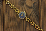 Vintage Soviet womens mechanical mini watch Chaika, gold plated, blue dial