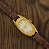 Vintage Soviet women's mechanical watch Luch, Roman Numerals, gold plate case