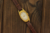 Vintage Soviet women's mechanical watch Luch, Roman Numerals, gold plate case