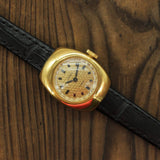 Vintage Soviet womens mechanical mini watch Chaika, gold plate case, cocktail wristwatch