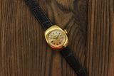 Vintage Soviet womens mechanical mini watch Chaika, gold plate case, cocktail wristwatch