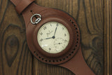 Vintage military Molnija 3602 pocket watch + WWI Style new Leather WRISTBAND