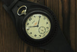 VTG Molnija 3602 Train Pocket Watch + WWI Style New Leather WRISTBAND WWII