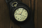 VTG Molnija 3602 Train Pocket Watch + WWI Style New Leather WRISTBAND WWII