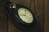 VTG Molnija 3602 Train Pocket Watch + WWI Style New Leather WRISTBAND WWII