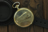 VTG Molnija 3602 Train Pocket Watch + WWI Style New Leather WRISTBAND WWII