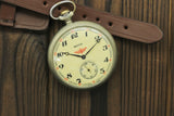 VTG Molnija 3602 Train Pocket Watch + WWI Style New Biker Leather WRISTBAND WWII