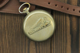 VTG Molnija 3602 Train Pocket Watch + WWI Style New Biker Leather WRISTBAND WWII