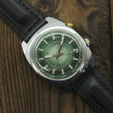 USSR vintage POLJOT SIGNAL mechanical alarm men's watch, green dial