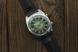 USSR vintage POLJOT SIGNAL mechanical alarm men's watch, green dial