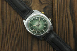 USSR vintage POLJOT SIGNAL mechanical alarm men's watch, green dial