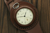 Vintage military Molnija 3602 pocket watch + WWI Style new Leather WRISTBAND