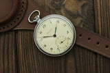 Vintage military Molnija 3602 pocket watch + WWI Style new Leather WRISTBAND