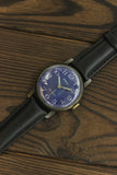 Vintage ZIM Pobeda 2602 blue dial Soviet mechanical men's casual watch, black brass case