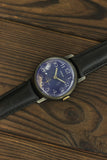 Vintage ZIM Pobeda 2602 blue dial Soviet mechanical men's casual watch, black brass case