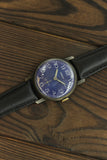 Vintage ZIM Pobeda 2602 blue dial Soviet mechanical men's casual watch, black brass case