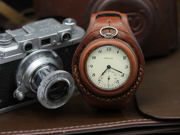 Antique WWI times New Leather STRAP (WRISTBAND) For Pocket Watch 45mm